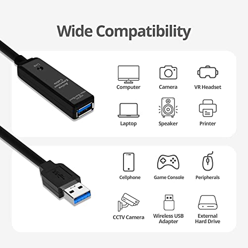 SIIG USB 3.0 Active Repeater Cable 15-Meters, USB Extension Cable for USB Flash Drive, Hard Drive, VR, Printer, Camera (JU-CB0711-S1) - Image 5