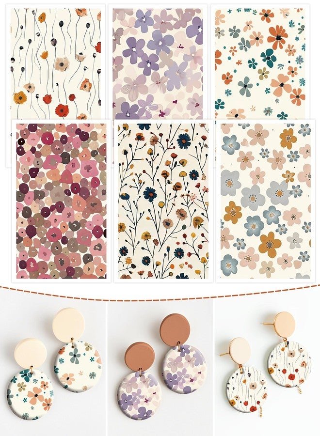 Puocaon Pink Flower Clay Transfer Paper - 18 Pcs Traditional Chinoiserie Art Design Transfer Sheets for Polymer Clay Pink Floral Earrings Design Jewelry Making - Image 1