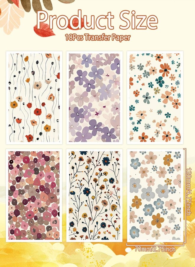 Puocaon Pink Flower Clay Transfer Paper - 18 Pcs Traditional Chinoiserie Art Design Transfer Sheets for Polymer Clay Pink Floral Earrings Design Jewelry Making - Image 5