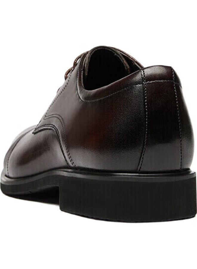 Laorentou Men's Leather Dress Shoes British Style Low-cut Round Toe Top Layer Leather Splice Lace-up Driving Shoes 200240 Dark Coffee Color Size 41 - Image 3