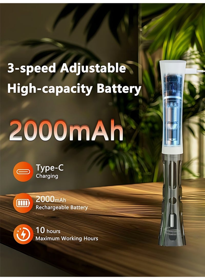 الآلة الصغيرة مضرب حليب محمول باليد للقهوة، خلاط مشروبات قابل لإعادة الشحن بسعة 2000 مللي أمبير مع حامل خفاقة كهربائية باردة لصنع الرغوة، 3 سرعات قابلة للتعديل، بدون استخدام اليدين لصنع اللاتيه والكابتشينو والماتشا والشوكولاتة الساخنة والبيض - Image 4