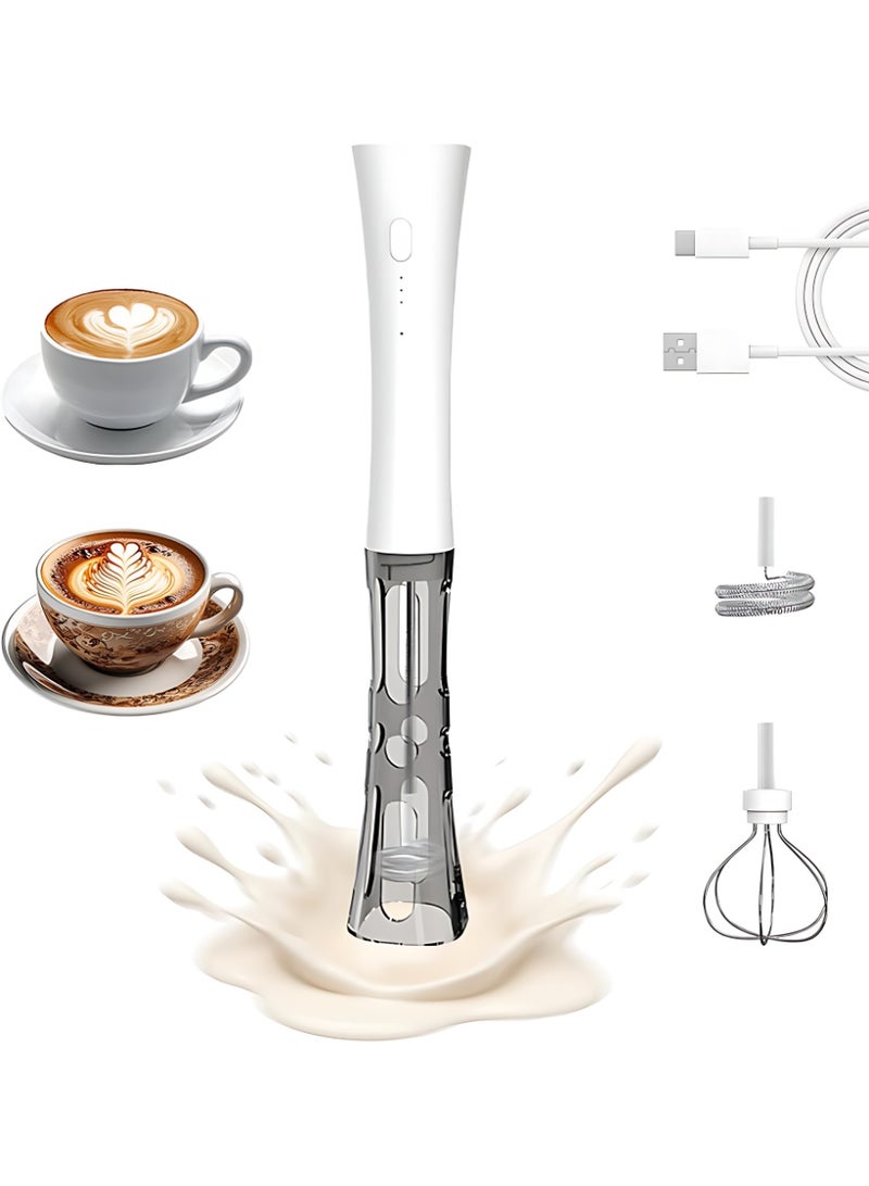 الآلة الصغيرة مضرب حليب محمول باليد للقهوة، خلاط مشروبات قابل لإعادة الشحن بسعة 2000 مللي أمبير مع حامل خفاقة كهربائية باردة لصنع الرغوة، 3 سرعات قابلة للتعديل، بدون استخدام اليدين لصنع اللاتيه والكابتشينو والماتشا والشوكولاتة الساخنة والبيض - Image 1