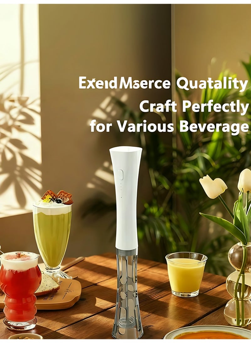 الآلة الصغيرة مضرب حليب محمول باليد للقهوة، خلاط مشروبات قابل لإعادة الشحن بسعة 2000 مللي أمبير مع حامل خفاقة كهربائية باردة لصنع الرغوة، 3 سرعات قابلة للتعديل، بدون استخدام اليدين لصنع اللاتيه والكابتشينو والماتشا والشوكولاتة الساخنة والبيض - Image 3