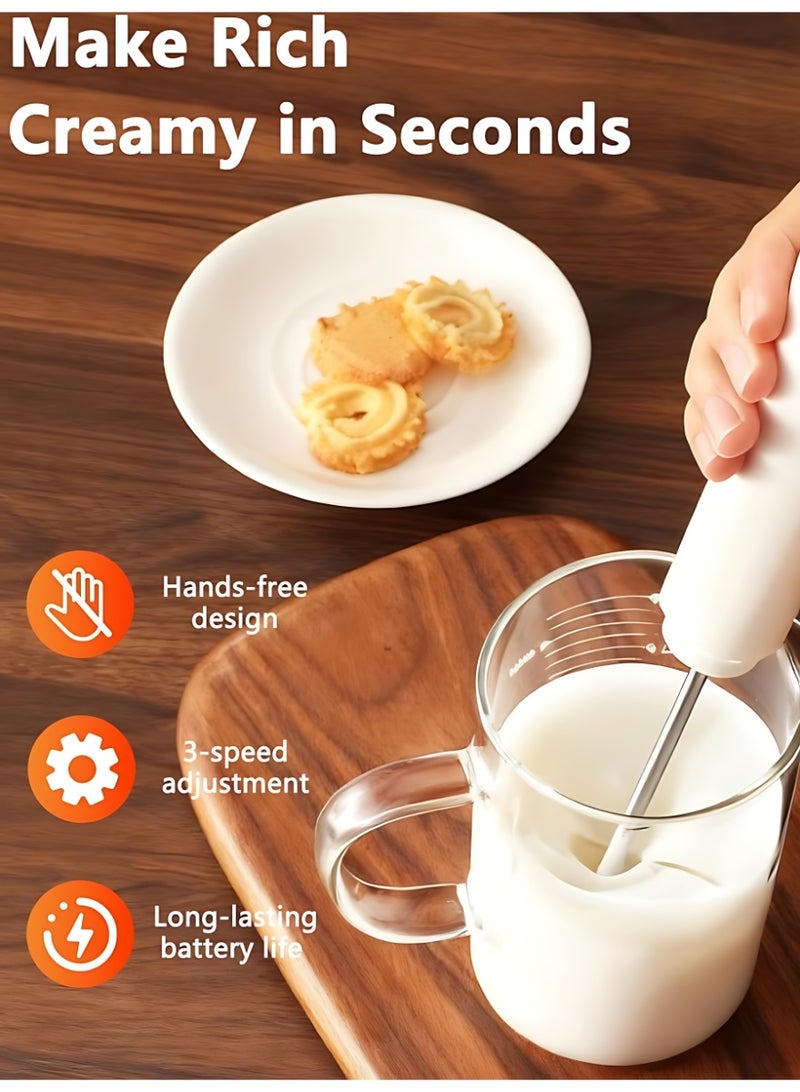 الآلة الصغيرة مضرب حليب محمول باليد للقهوة، خلاط مشروبات قابل لإعادة الشحن بسعة 2000 مللي أمبير مع حامل خفاقة كهربائية باردة لصنع الرغوة، 3 سرعات قابلة للتعديل، بدون استخدام اليدين لصنع اللاتيه والكابتشينو والماتشا والشوكولاتة الساخنة والبيض - Image 2