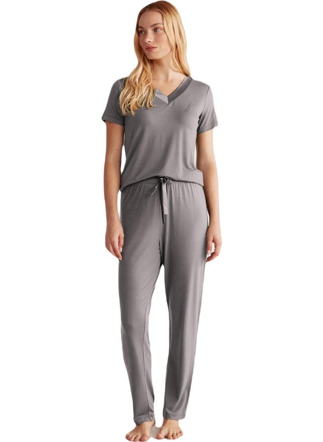 NAUTICA Women's Soft Textured Gray Pajama Set  - Image 1