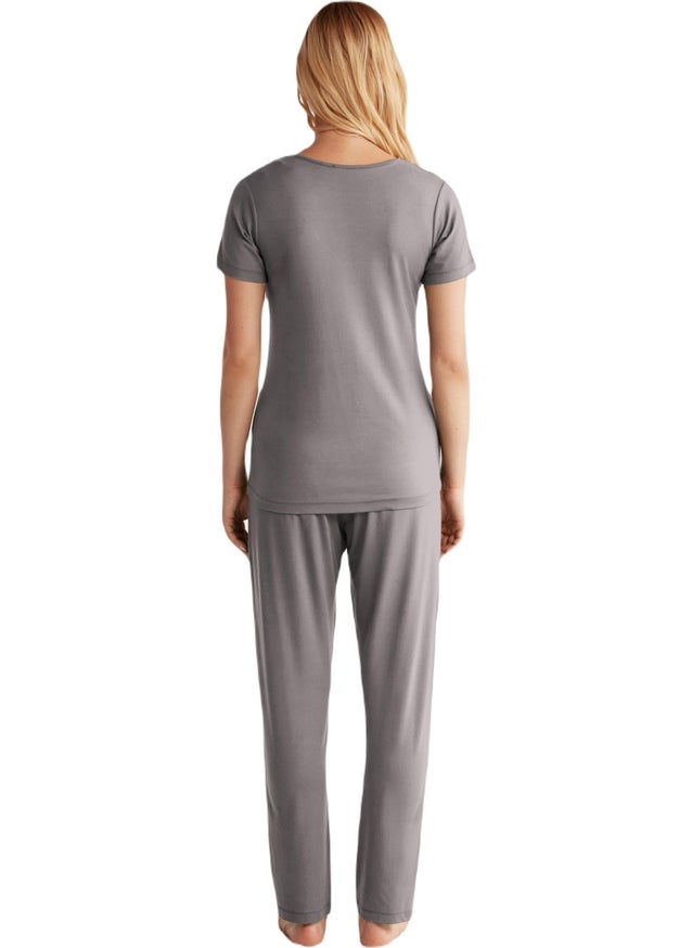 NAUTICA Women's Soft Textured Gray Pajama Set  - Image 2