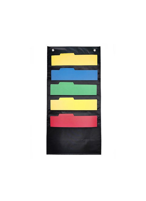 Hanging Wall File Organizer Large 5 Pockets Storage Pocket Chart with 2 Hangers Folder Holder Document Organizer for Office School Classroom Library Home