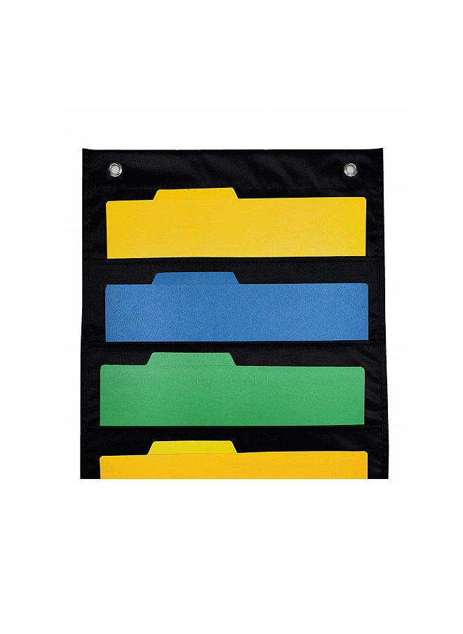 Hanging Wall File Organizer Large 5 Pockets Storage Pocket Chart with 2 Hangers Folder Holder Document Organizer for Office School Classroom Library Home