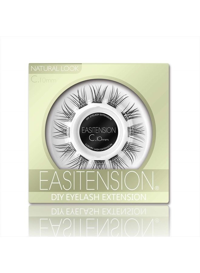 EASITENSION DIY Eyelash Extension, Glue Bonded Band Individual Lash 12 Clusters Natural Lashes Set, Home Eyelash Extension, C curl Lashes Pack (10MM-Natural) - Image 1