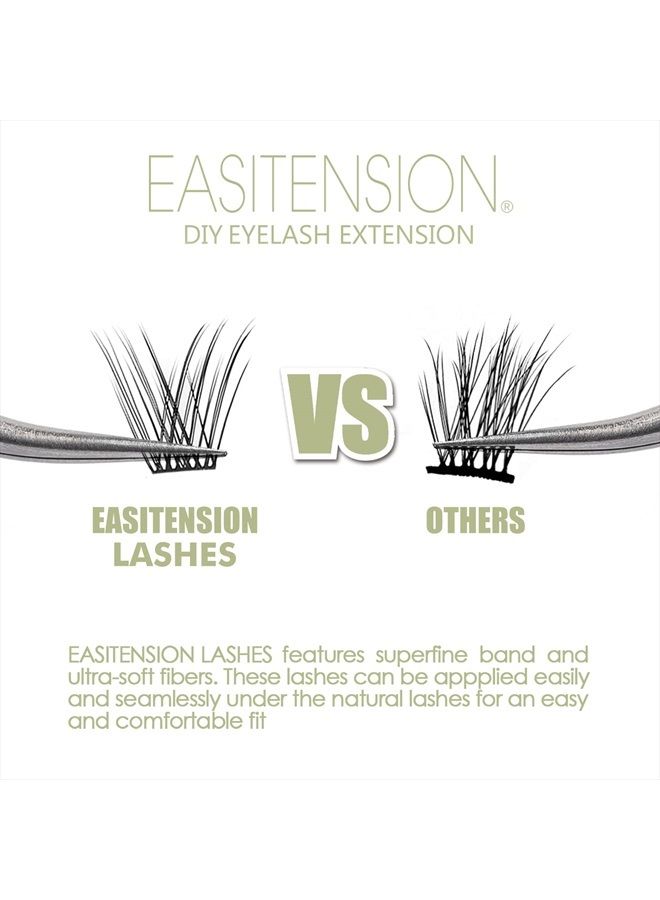 EASITENSION DIY Eyelash Extension, Glue Bonded Band Individual Lash 12 Clusters Natural Lashes Set, Home Eyelash Extension, C curl Lashes Pack (10MM-Natural) - Image 4