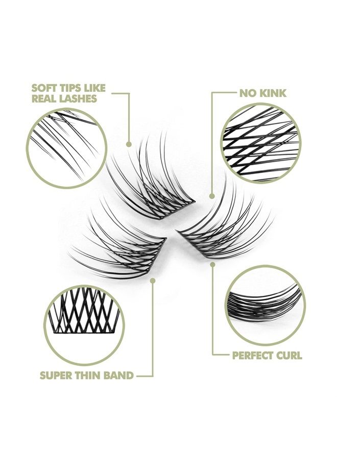EASITENSION DIY Eyelash Extension, Glue Bonded Band Individual Lash 12 Clusters Natural Lashes Set, Home Eyelash Extension, C curl Lashes Pack (10MM-Natural) - Image 2