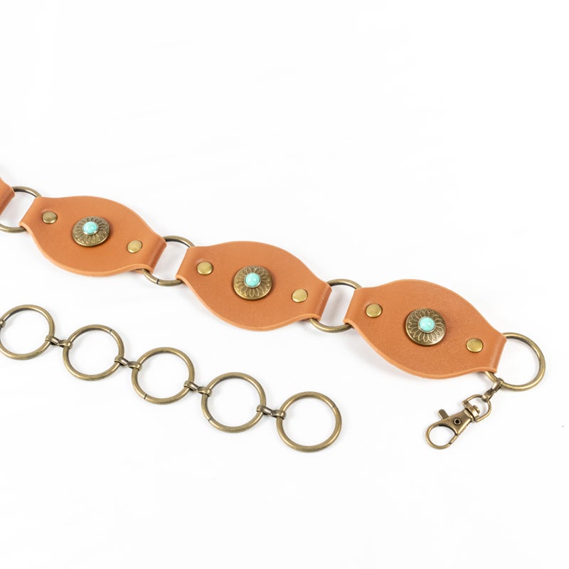 ذا بلاك بيرل اكسسوريز حزام جلد بني حريمي - Image 4