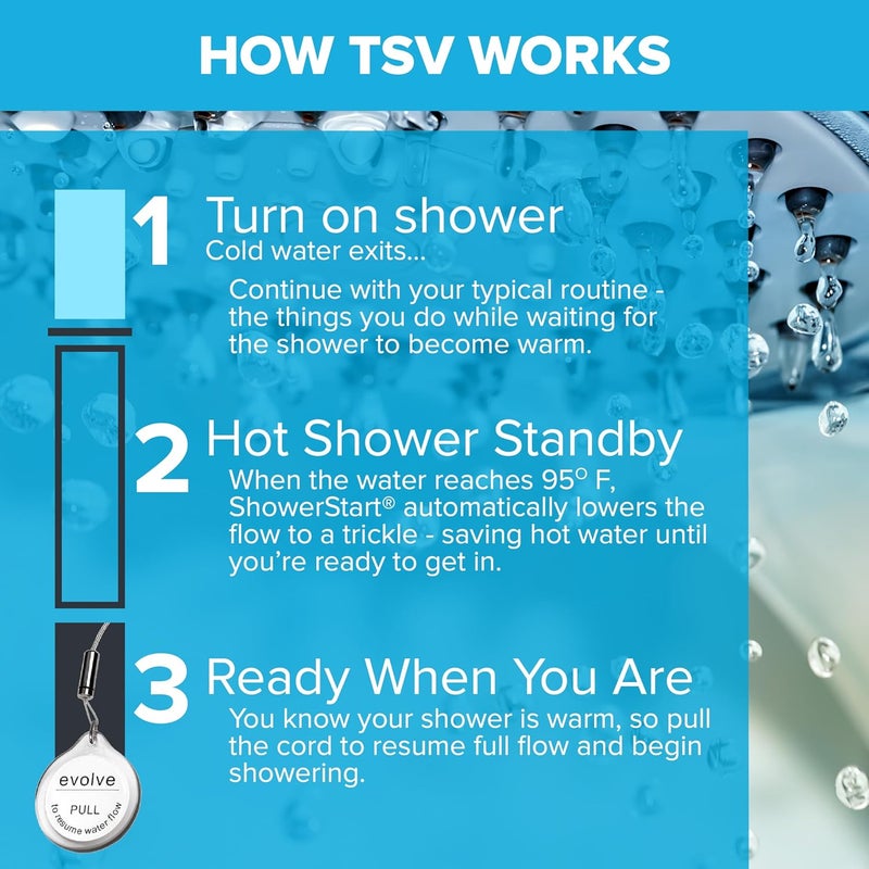 ShowerStart Evolve EV1003CP-SB Thermostatic Shut-off Valve in Chrome Finish, Water- and Energy-Saving Valve for Most Bathroom Fixtures, Not Low Flow, Uniform Plumbing Code Certified, 1-Pack - Image 3