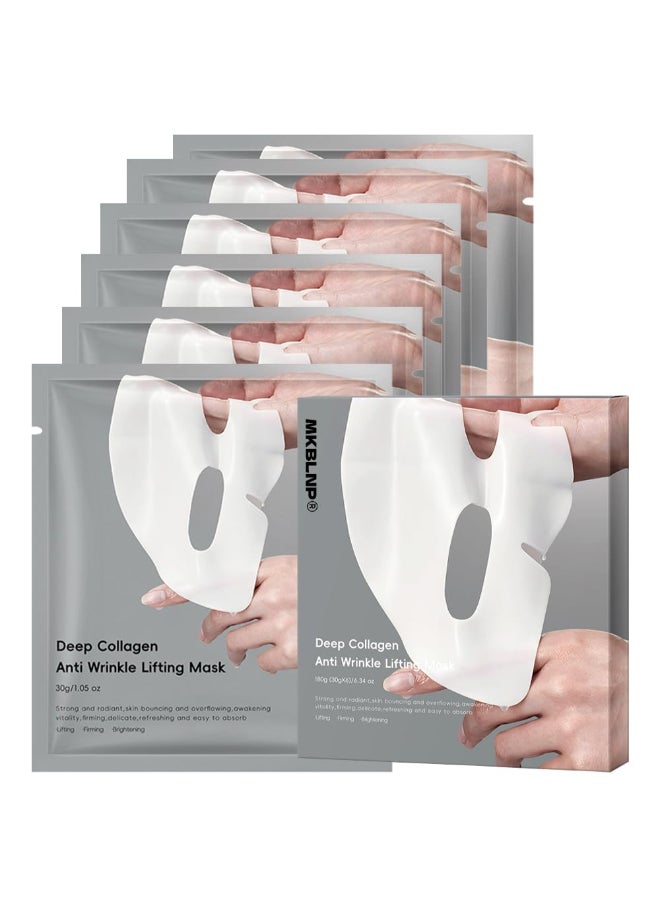 MKBLNP Collagen Face Mask Hydrating Overnight Collagen Face Mask 6 pcs1 Box Deep Collagen Anti Wrinkle Lifting Mask Pure Collagen Films for Improve Elasticity Firming And Moisturizing - Image 2