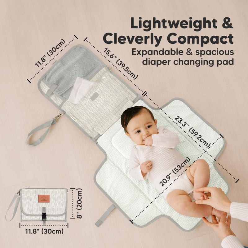 KeaBabies Portable Diaper Changing Pad - Large Waterproof Baby Changing Mat, Compact Travel Diaper Clutch, Functional Pockets Fit Newborn Essentials, Wipeable & Padded Baby Changer (Prism) - Image 3