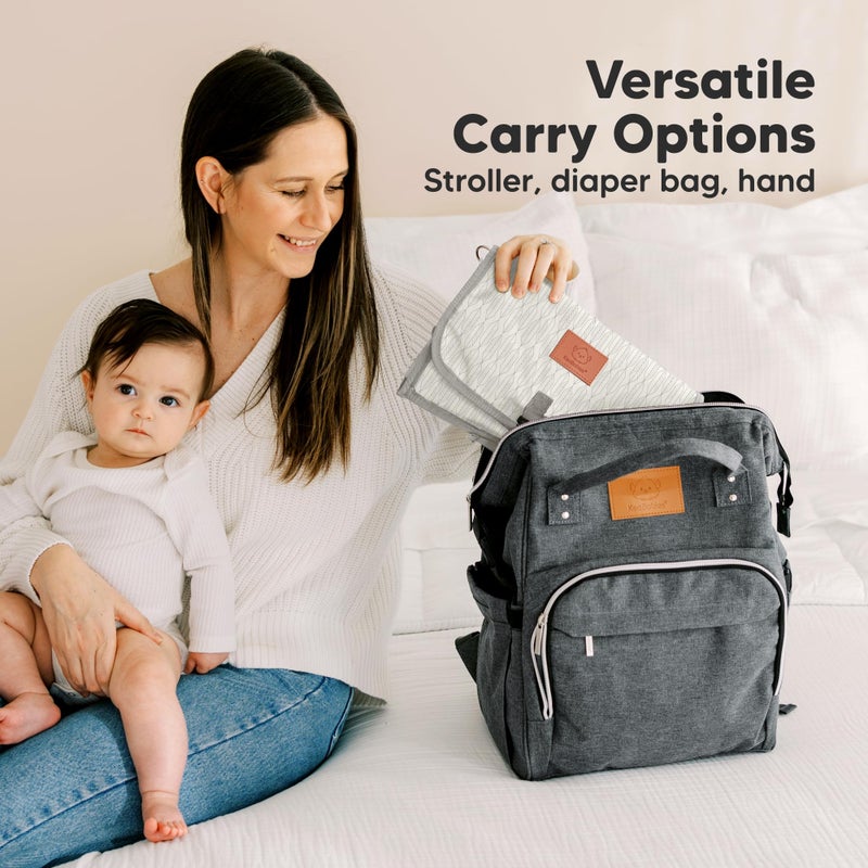 KeaBabies Portable Diaper Changing Pad - Large Waterproof Baby Changing Mat, Compact Travel Diaper Clutch, Functional Pockets Fit Newborn Essentials, Wipeable & Padded Baby Changer (Prism) - Image 5