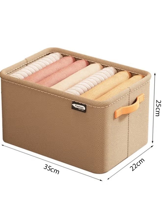 Foldable Closet Storage Box,Wardrobe Closets Organizers,Box Storage, Bins Organizer with Handle Closet Storage Bins,Shelf Organizer and Storage, Bins for Organizing Handles Thickened Steel Frame Toy Organizer Box for All Clothing, Household Sundries Foldable Storage Bins for Toys, Books, Home Supplies(Khaki) - Image 2