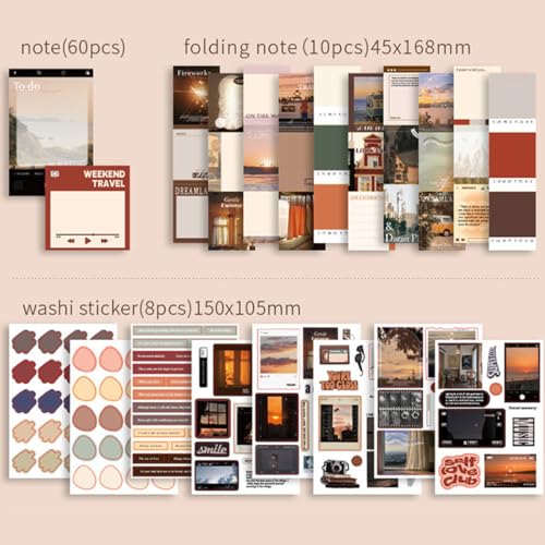 The AutoStory Retro Scrapbook Kit A6 Junk Journal Notebook Antique Vintage Stickers Old Decorative Papers Washi Tape DIY Craft Art Planner Organizer Set Gift Teens Girls (Time Traveler, Brown) - Image 3