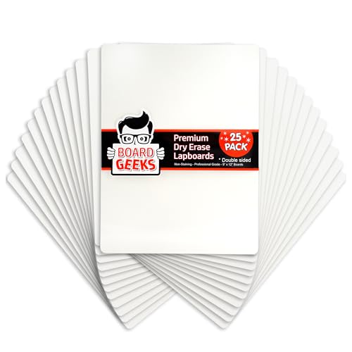 Board Geeks 25 Pack Small White Boards for Students - Double Sided Dry Erase Boards 9 x 12 in - Mini Whiteboard Set for Classroom or Home Use - Portable White Board Bulk for Kids and Teachers - Image 1