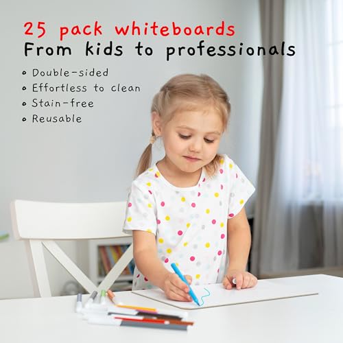 Board Geeks 25 Pack Small White Boards for Students - Double Sided Dry Erase Boards 9 x 12 in - Mini Whiteboard Set for Classroom or Home Use - Portable White Board Bulk for Kids and Teachers - Image 2