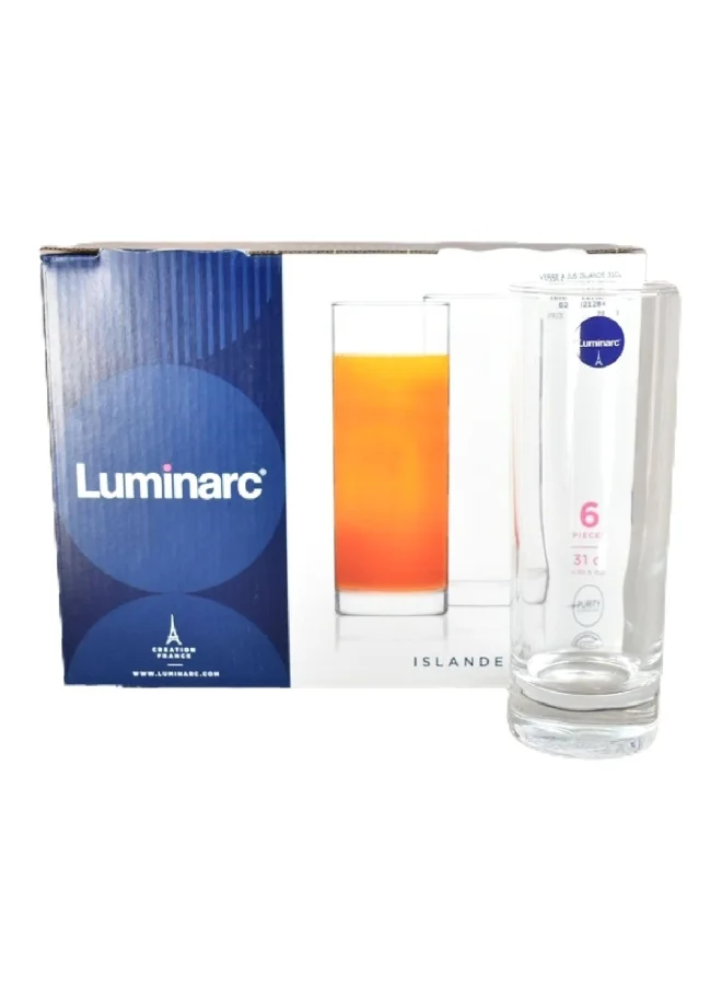 لومينارك طقم أكواب زجاجية آيلاندي  قطع شفاف  مل