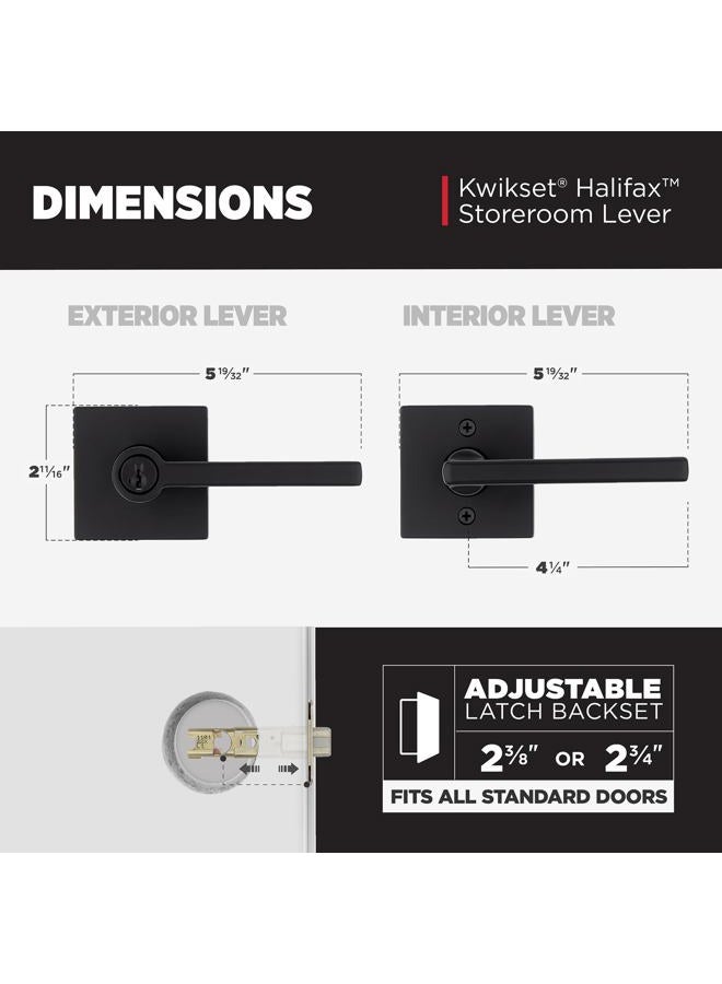 Kwikset مقبض باب مدخل غرفة التخزين هاليفاكس مع قفل ومفتاح، مقبض خارجي قابل للعكس وآمن، مدخل أمامي وغرف نوم، أسود غير لامع، مقاوم للفتح SMT وإعادة تأمين الأمان وMicroban - Image 4