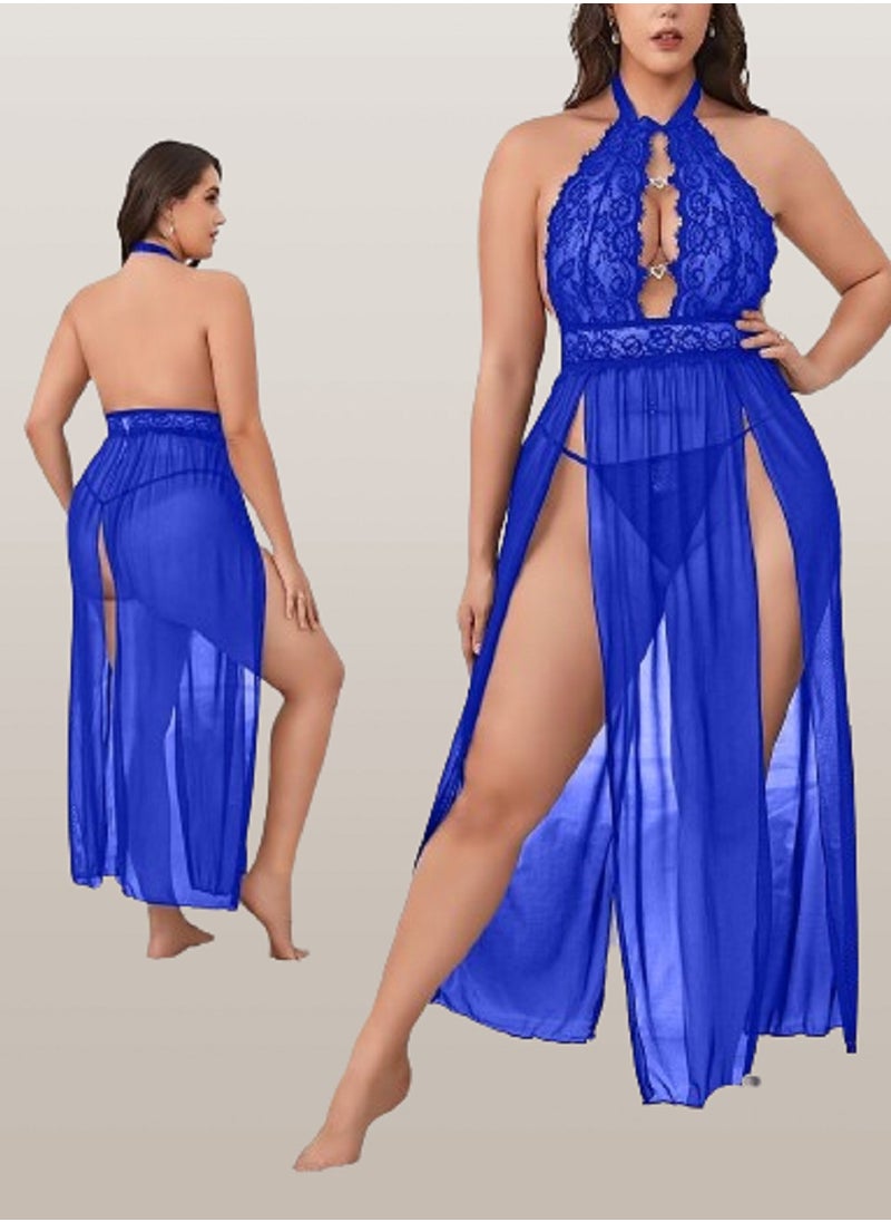 MANIKAN - MANIKAN Long lingerie,chiffon with lace at the chest, open on the sides and back - Image 1