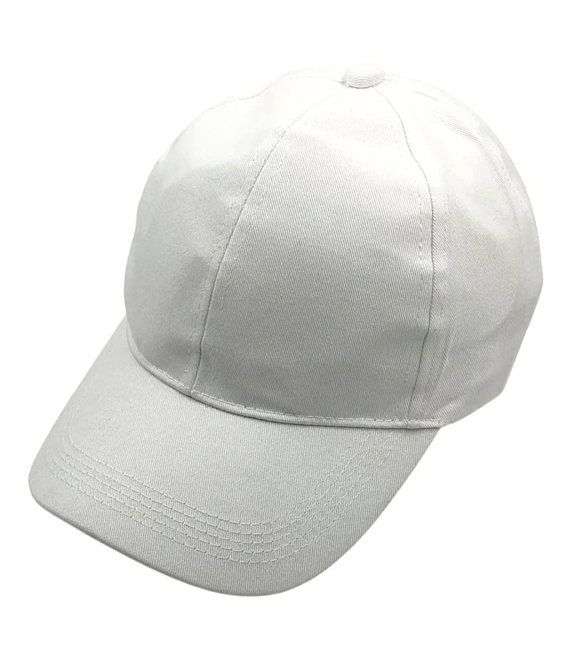 Zacharias Girl's Cotton Adjustable Plain Solid Baseball Cap (White_Free Size) (Pack of 1) - Image 5