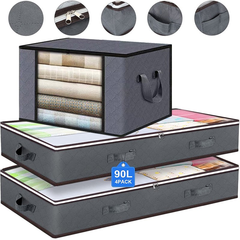 Quilt Storage Bag Under-The-Bed Wardrobe Clothes Organizing Bag Folding Moving Quilt Storage Bag Flat Under-The-Bed Storage Box - Image 2