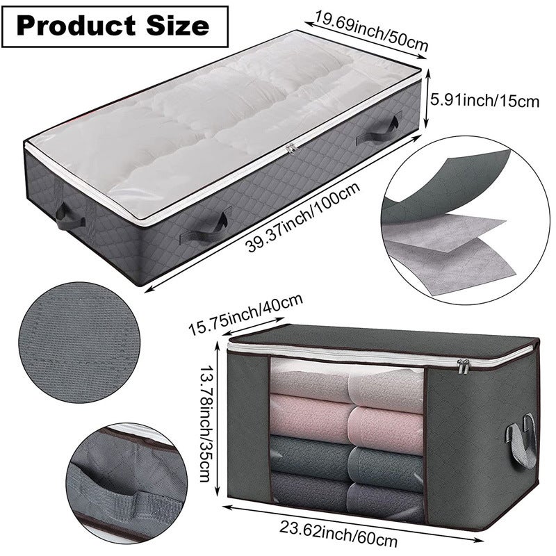 Quilt Storage Bag Under-The-Bed Wardrobe Clothes Organizing Bag Folding Moving Quilt Storage Bag Flat Under-The-Bed Storage Box - Image 3