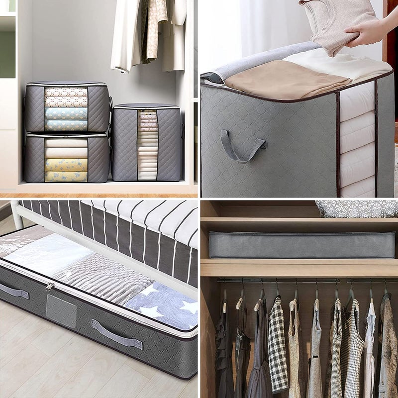 Quilt Storage Bag Under-The-Bed Wardrobe Clothes Organizing Bag Folding Moving Quilt Storage Bag Flat Under-The-Bed Storage Box - Image 4