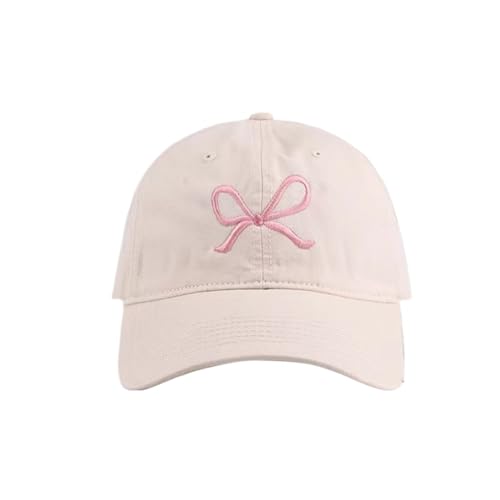 Sumleno Womens Trendy Cute Bow Baseball Cap Y2k Aesthetic Preppy Sun Cap Hiking Travel Trucker Hat Accessories (Beige Pink,one Size) - Image 1