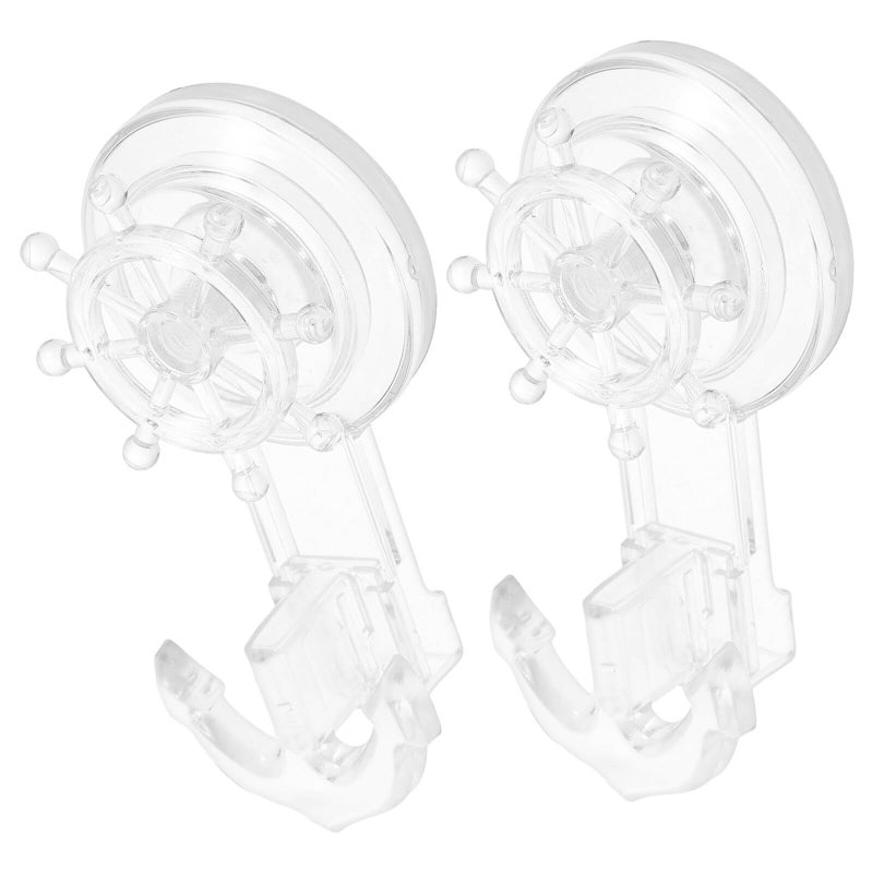 2 Pack Strong Suction Cup Hooks for Bathroom Wall Traceless Rotating Plastic Towel Hangers Multipurpose Hooks for Shower - Image 2