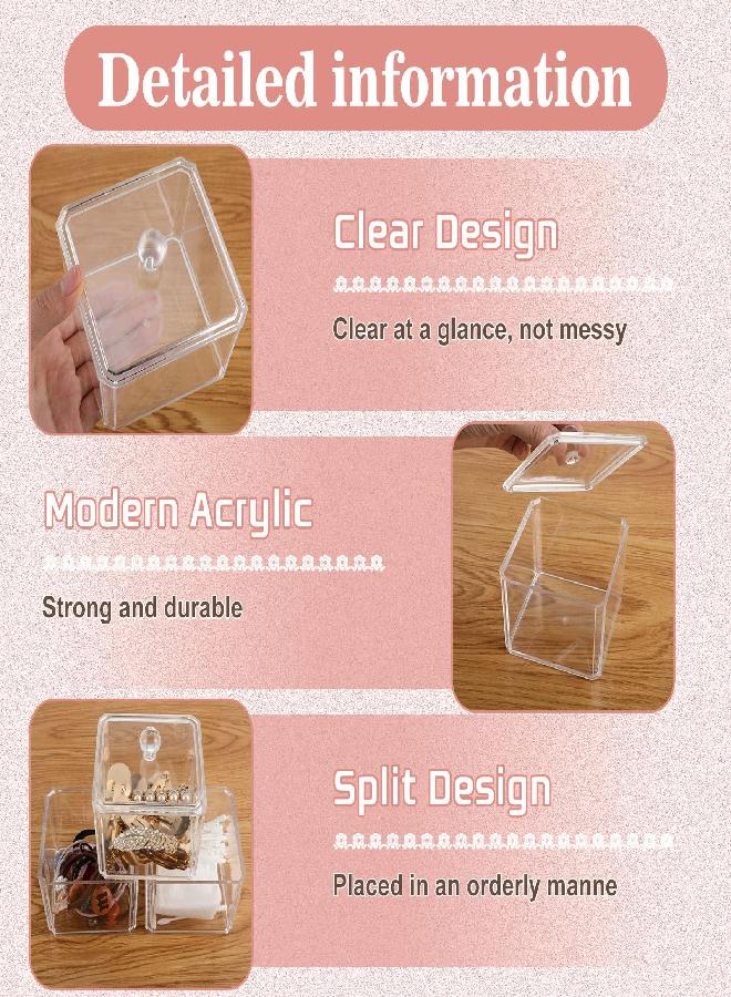 Reginary 9 PCS Hair Accessories Stackable Organizer Holder Storage with Lids Acrylic Clear Hair Tie Organizer Bathroom Bow Containers for Girls Headband Scrunchie Makeup Accessory Organizing - Image 2