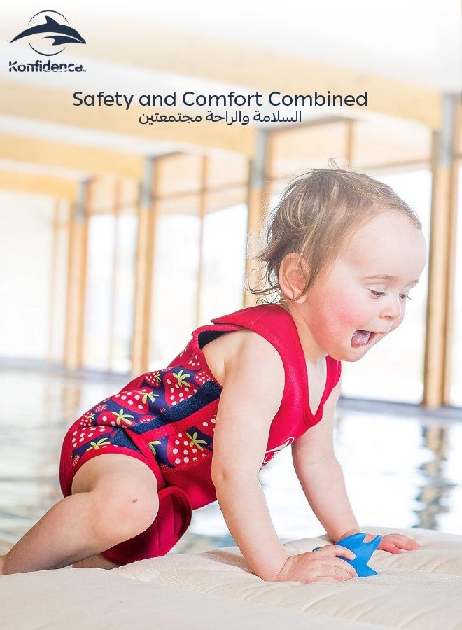 Konfidence Splashy Babywarma™ Wetsuit | Baby Swim Gear | Strawberry | 2mm Neoprene | 50+ UV Protection | Easy Lay-Flat Design | Comfortable & Flexible | 0-6 Months  - Image 1