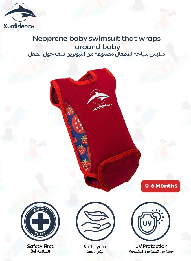Konfidence Splashy Babywarma™ Wetsuit | Baby Swim Gear | Strawberry | 2mm Neoprene | 50+ UV Protection | Easy Lay-Flat Design | Comfortable & Flexible | 0-6 Months - Image 1
