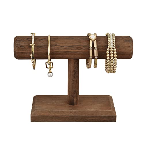 Ikee Design Antique Wooden Display Jewelry Accessory Stand, Bracelet Scrunchie Holder Display for Store, Showcase and Home, Brown Color, 7.9 W x 2.9 D x 5.5 H in - Image 3