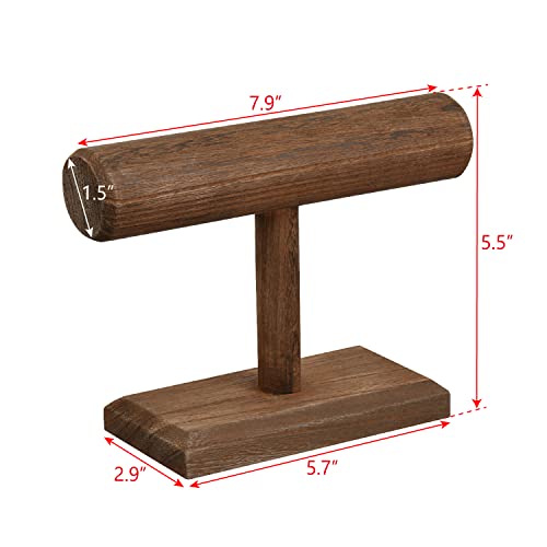 Ikee Design Antique Wooden Display Jewelry Accessory Stand, Bracelet Scrunchie Holder Display for Store, Showcase and Home, Brown Color, 7.9 W x 2.9 D x 5.5 H in - Image 2