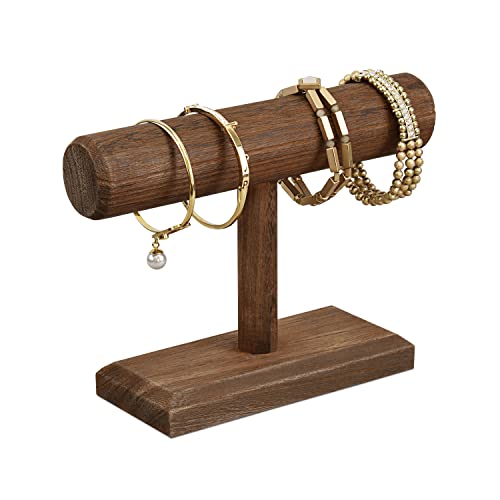 Ikee Design Antique Wooden Display Jewelry Accessory Stand, Bracelet Scrunchie Holder Display for Store, Showcase and Home, Brown Color, 7.9 W x 2.9 D x 5.5 H in - Image 1