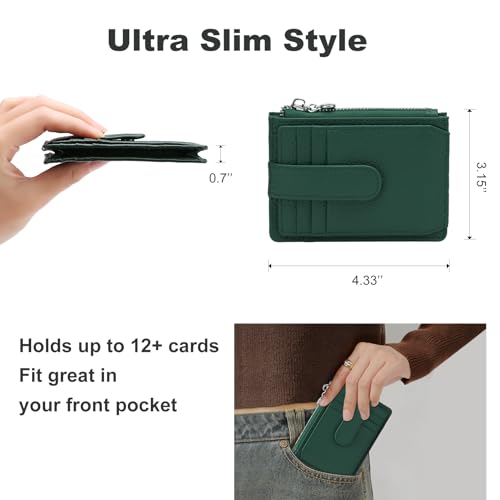 Fependu Slim Wallet for Women Thin Womens Card Holder RFID Blocking Genuine Leather Small Wallets Green - Image 3