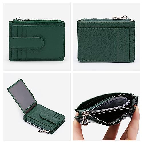 Fependu Slim Wallet for Women Thin Womens Card Holder RFID Blocking Genuine Leather Small Wallets Green - Image 4