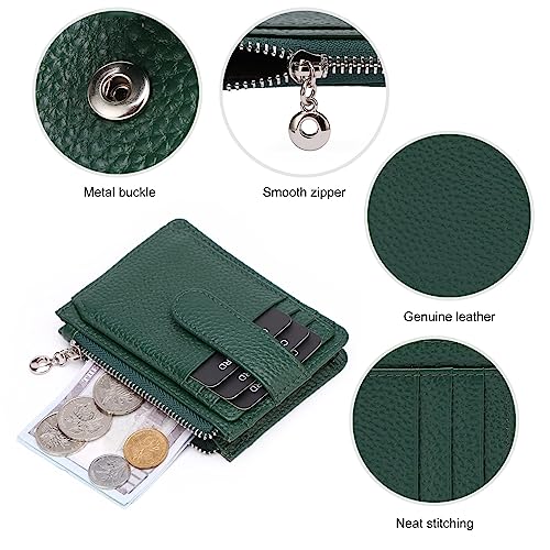Fependu Slim Wallet for Women Thin Womens Card Holder RFID Blocking Genuine Leather Small Wallets Green - Image 5