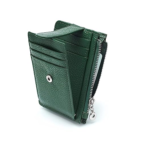 Fependu Slim Wallet for Women Thin Womens Card Holder RFID Blocking Genuine Leather Small Wallets Green - Image 1
