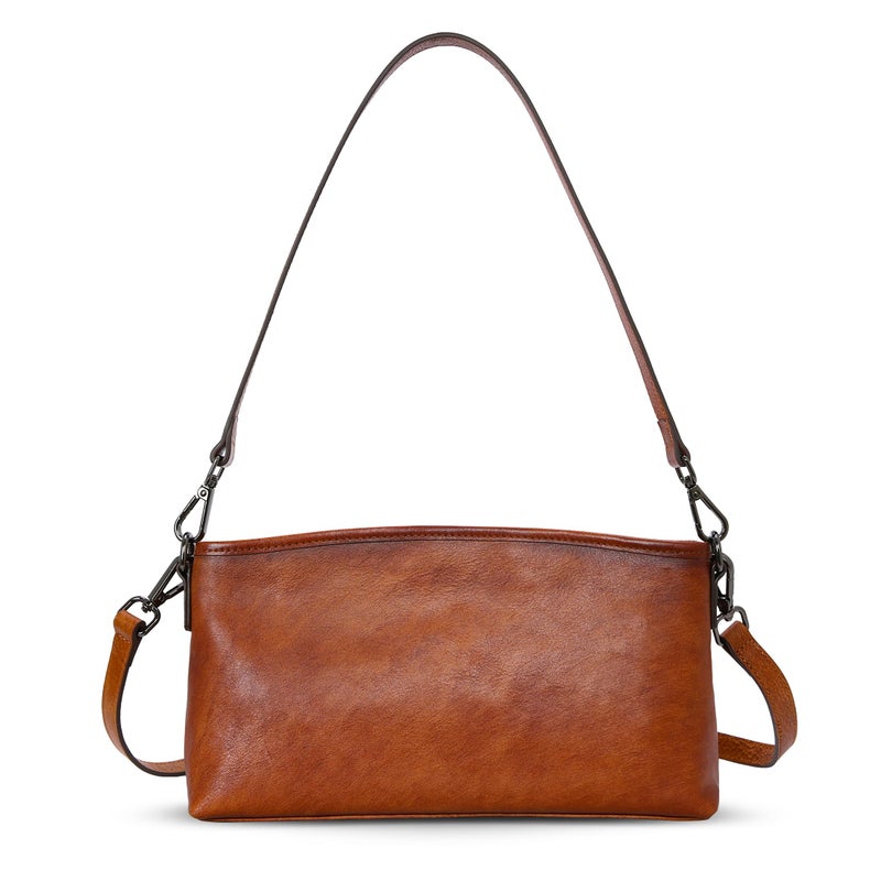HESHE Genuine Leather Purses for Women Brown Crossbody Bag Designer Womenâ€™s Shoulder Purses and Hobo Handbags Medium Satchel Purse Work Bag (Brown) - Image 1