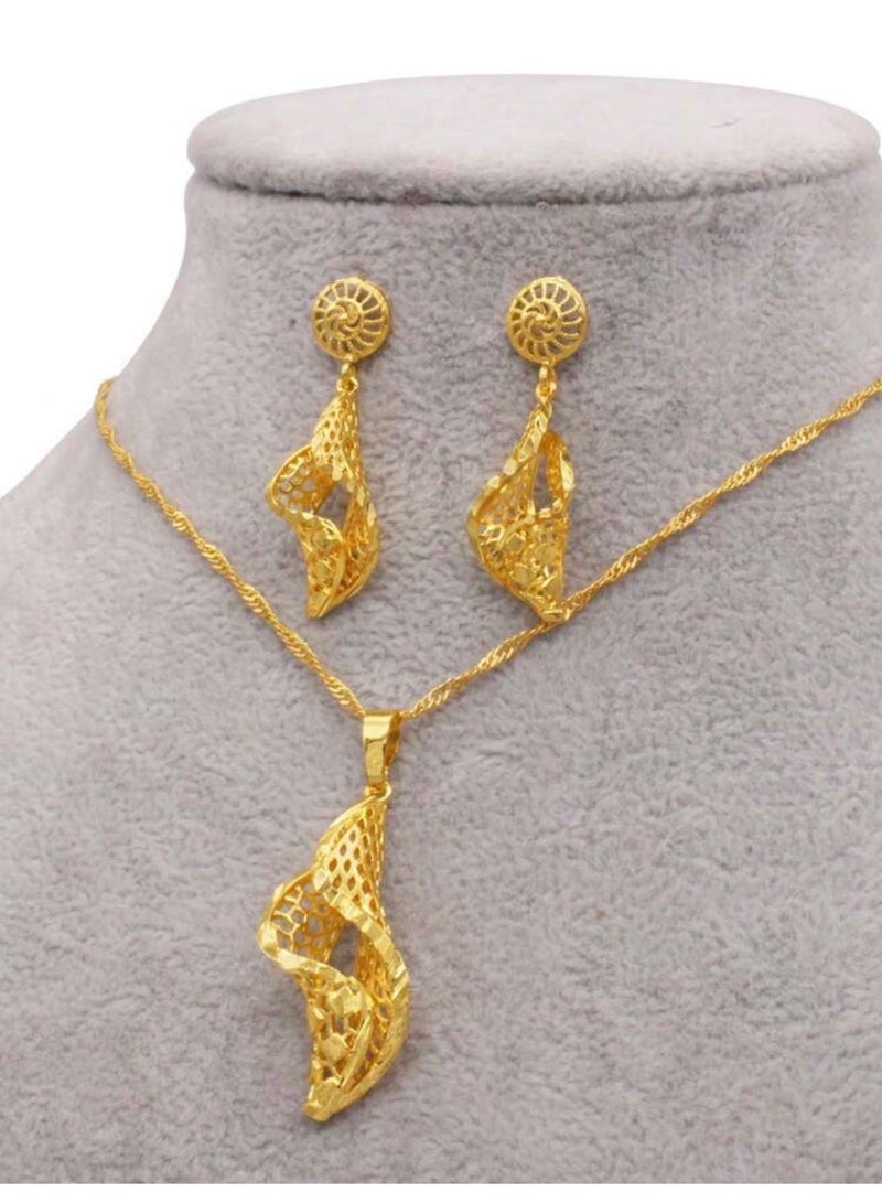 GOLDMAX 21k Gold Plated Necklace & Earrings Jewelry Set For Women With Gift Box - Image 2