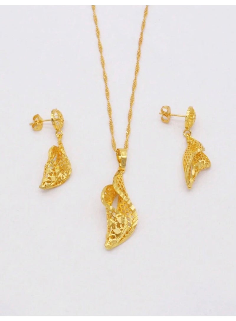 GOLDMAX 21k Gold Plated Necklace & Earrings Jewelry Set For Women With Gift Box - Image 4