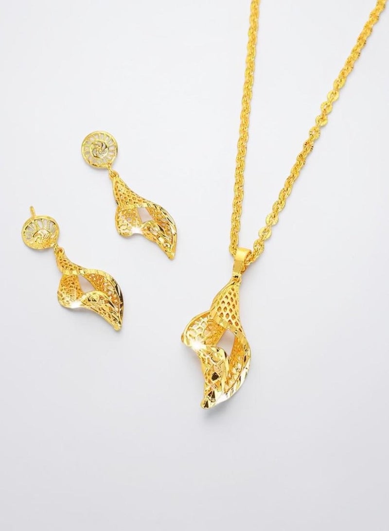 GOLDMAX 21k Gold Plated Necklace & Earrings Jewelry Set For Women With Gift Box - Image 5