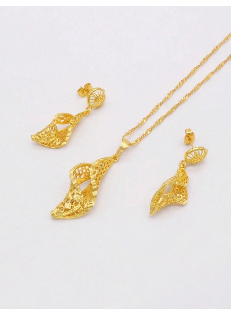 GOLDMAX 21k Gold Plated Necklace & Earrings Jewelry Set For Women With Gift Box - Image 3