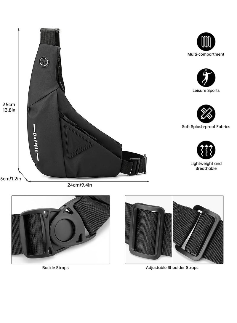 أوزيغالور حقيبة كتف خفيفة الوزن، حقيبة كتف، حقيبة مائلة، حقيبة صدر، حقيبات جانبية للرجال والنساء المائلة - Image 2