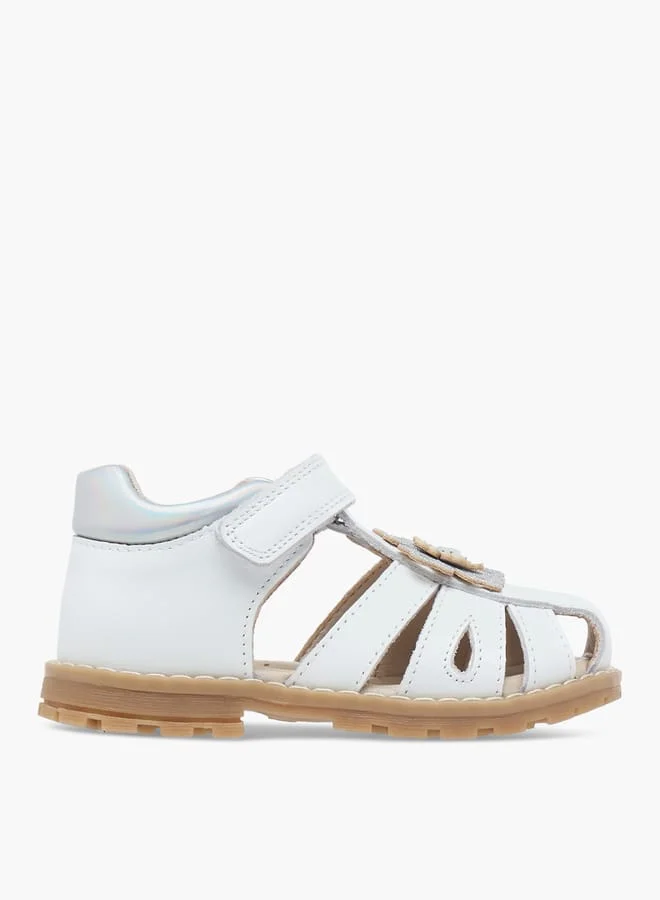 Barefeet Floral Applique Sandals with Hook and Loop Closure